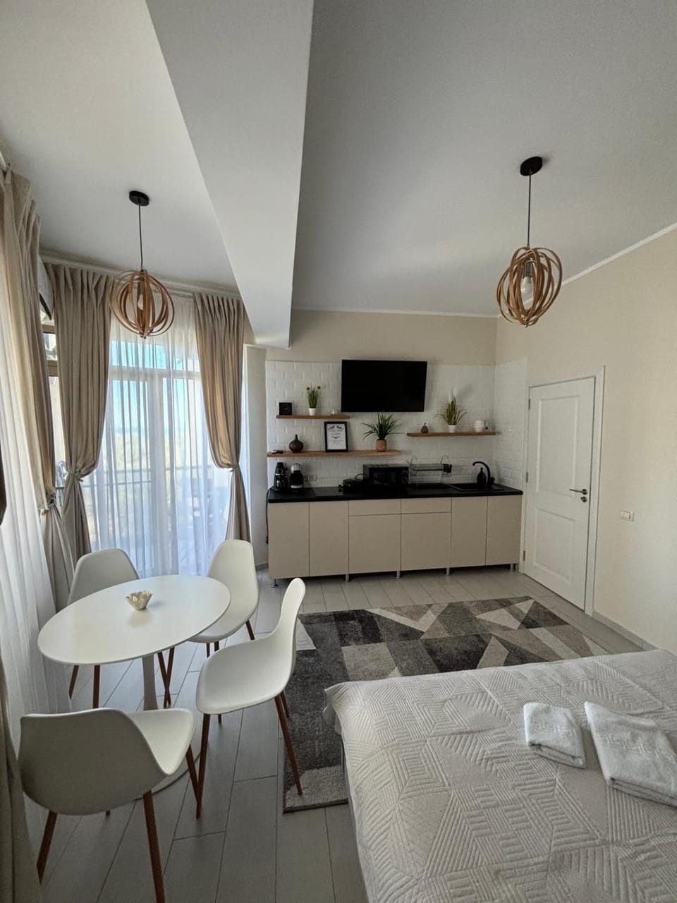 Kitchen or kitchenette, Living room, Dining area