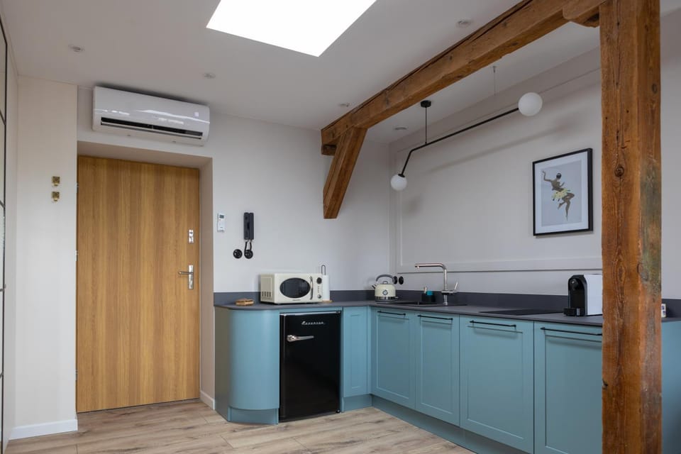 Kitchen or kitchenette, minibar, stove, kitchen, air conditioner
