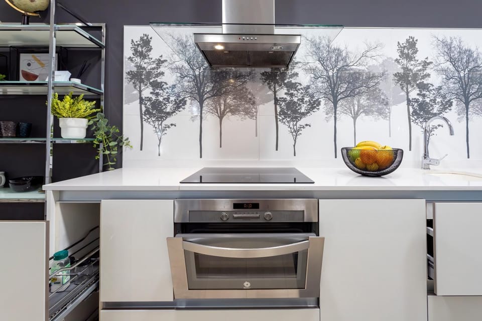 Kitchen or kitchenette, oven, stove