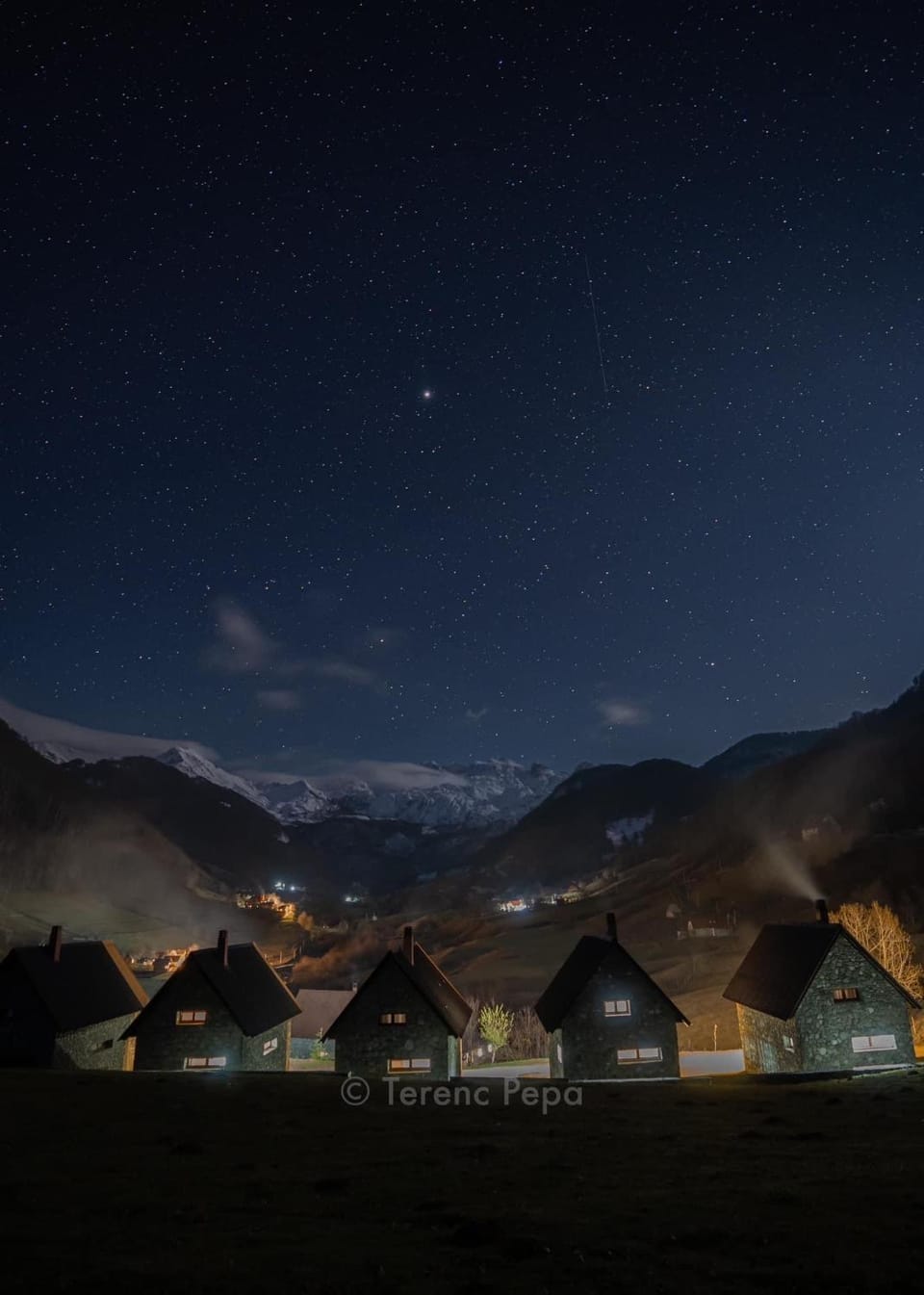 Night, Natural landscape, Mountain view