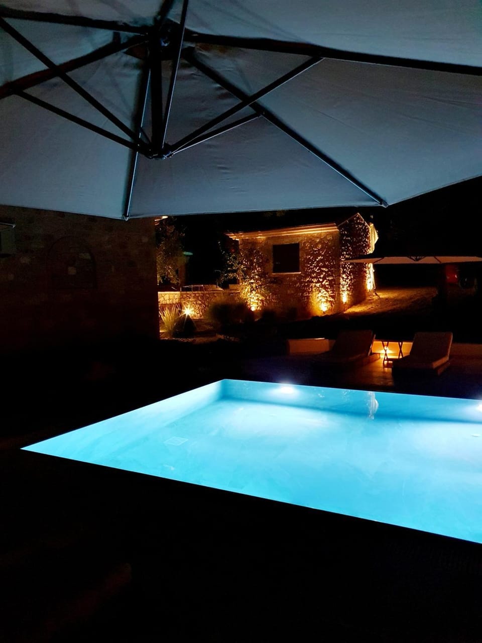 Night, Pool view, Swimming pool, Swimming pool