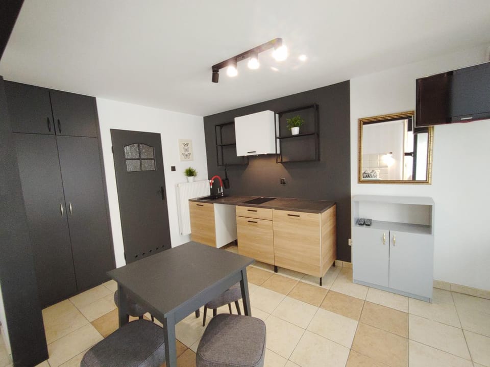 Kitchen or kitchenette, stove