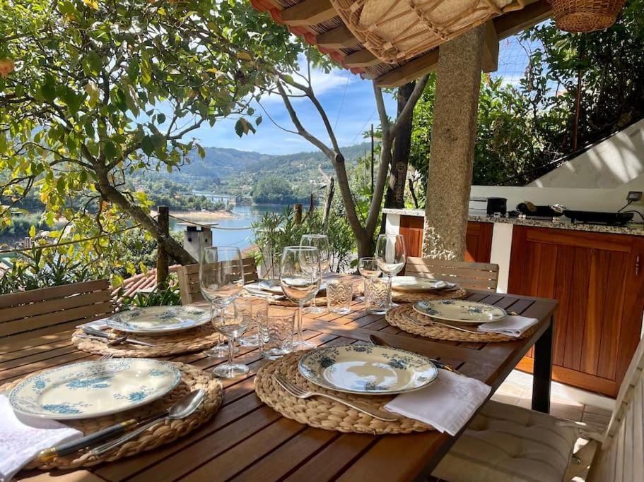 Patio, Day, Natural landscape, Dining area, Food, Lake view, Mountain view, River view