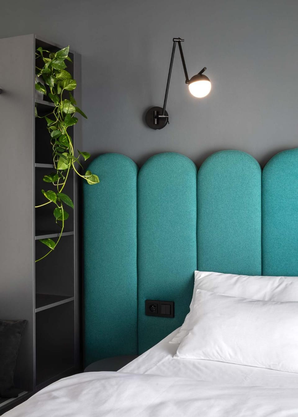 Bed, wardrobe