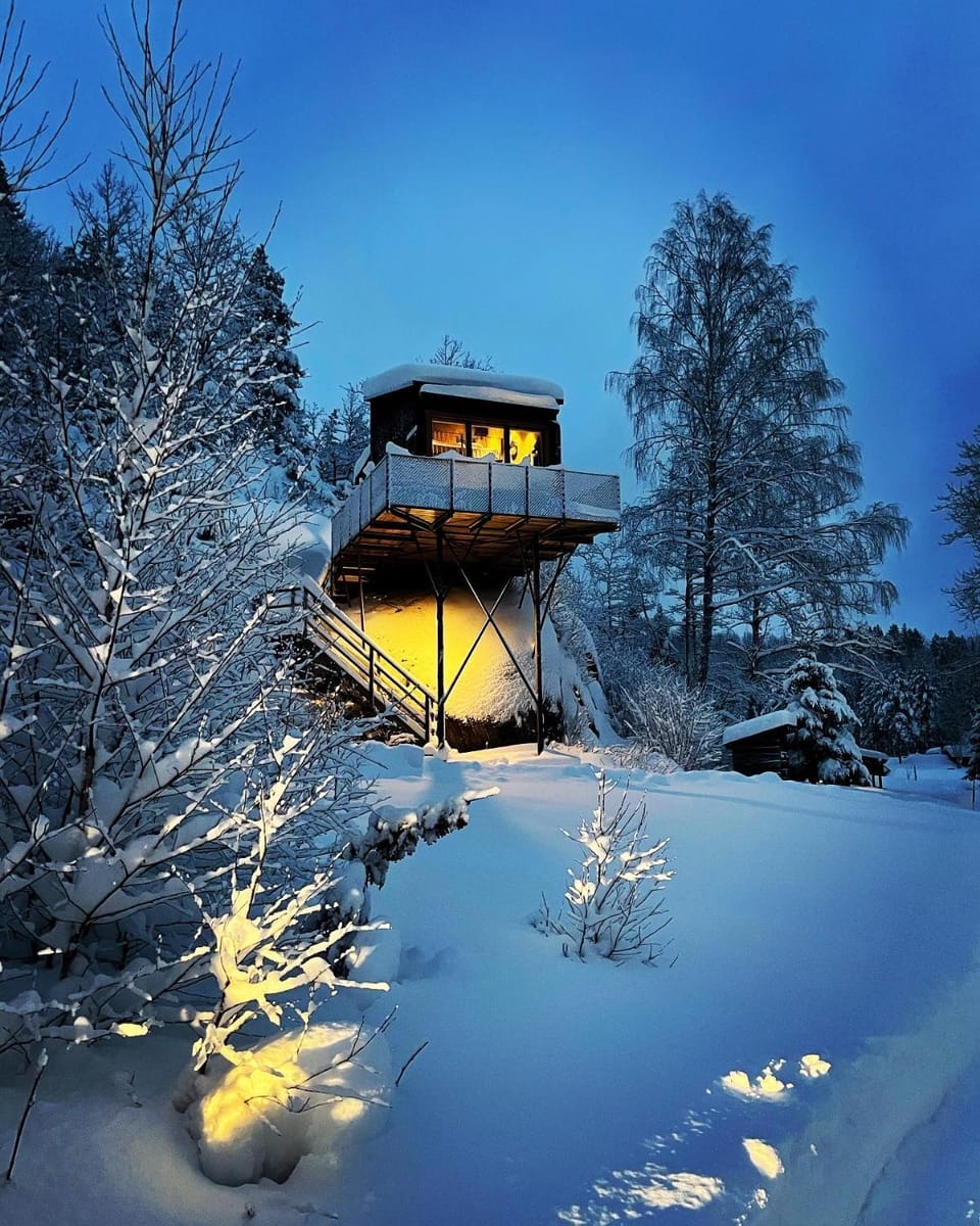 Property building, Night, Natural landscape, Winter