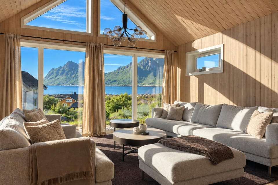 Living room, Seating area, Lake view, Mountain view