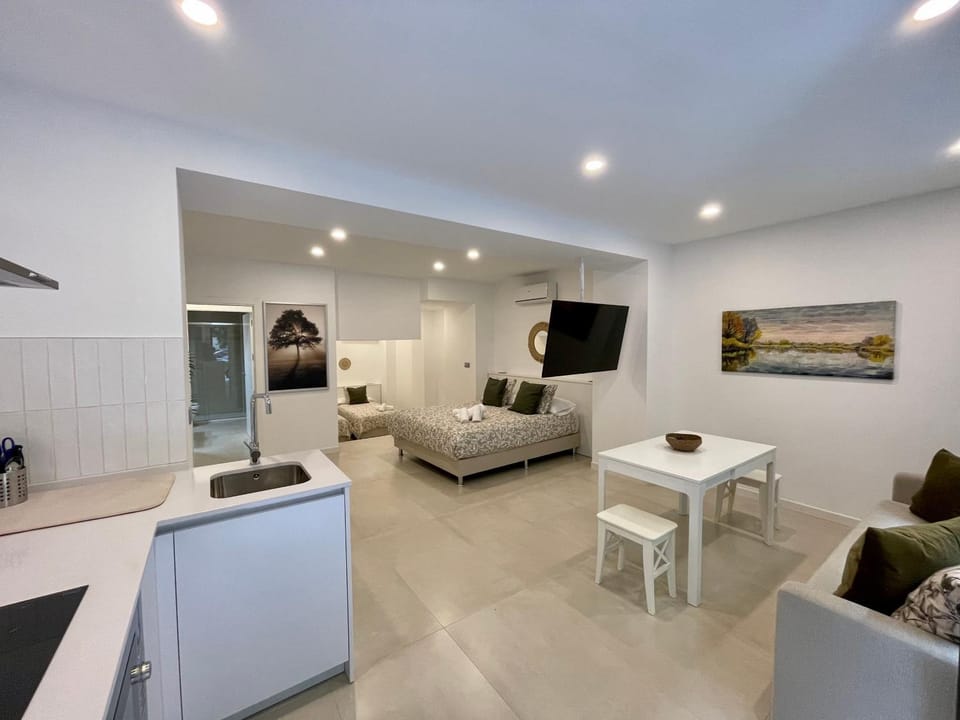 Bed, Kitchen or kitchenette, Living room, Photo of the whole room, Bedroom