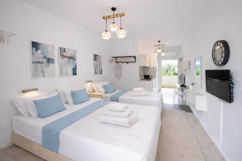 Navy Studio by likeyourhome with Mountain View Balcony, Near Beach 1 km, Self Check-in Apartment in Corfu, Greece