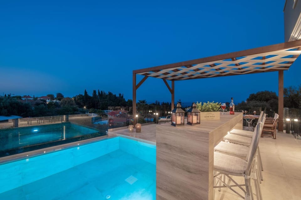 Night, Pool view, Swimming pool