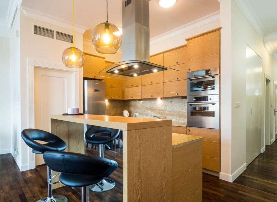 Kitchen or kitchenette, microwave, oven, stove, kitchen