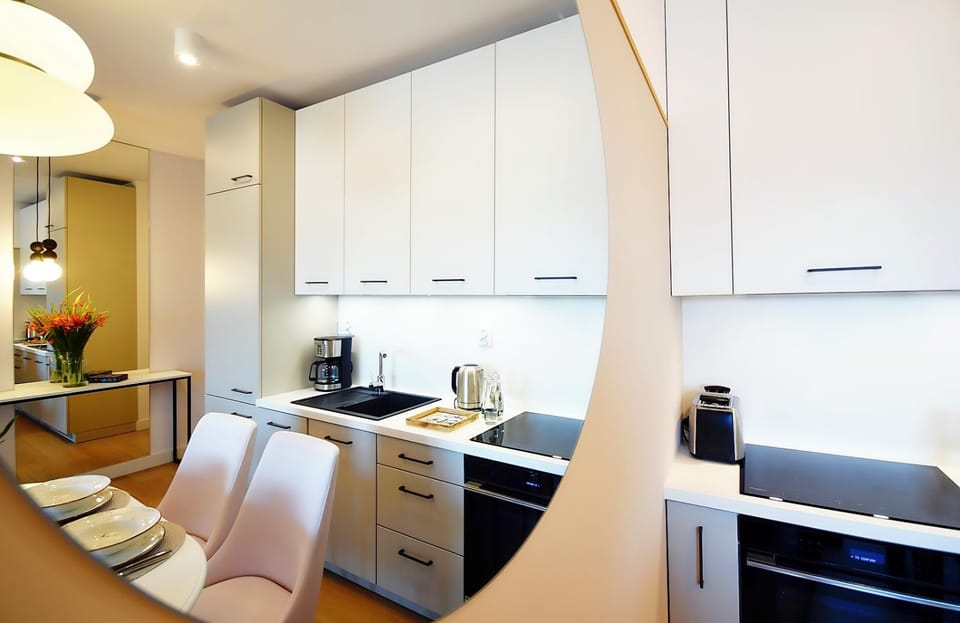 Kitchen or kitchenette, dishwasher, stove, toaster, kitchen