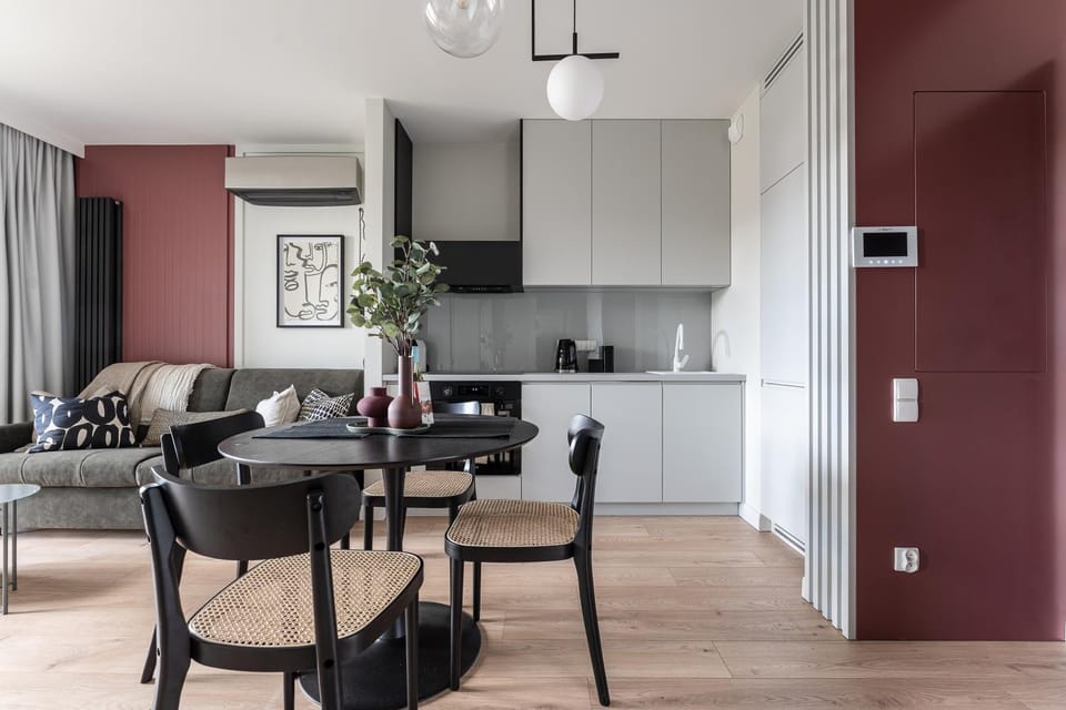 Kitchen or kitchenette, Living room, Dining area