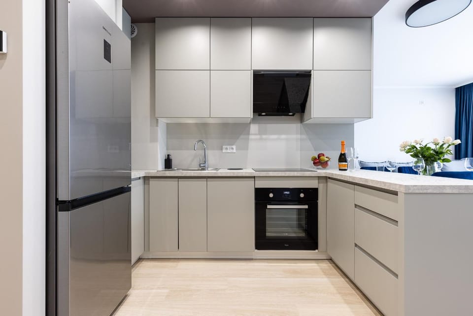 Kitchen or kitchenette, dishwasher, stove