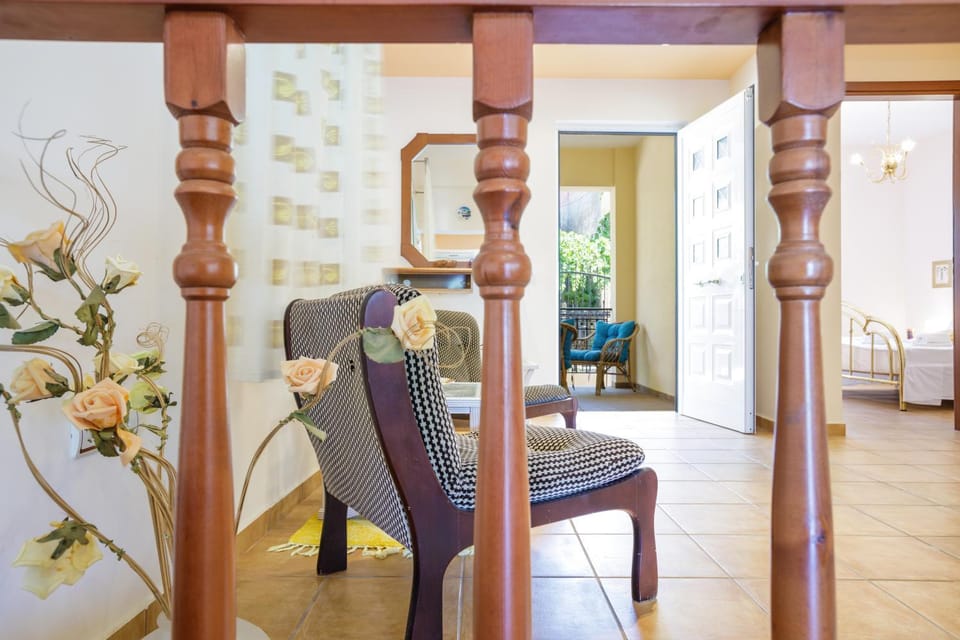 Patio, Bed, Seating area, Bedroom