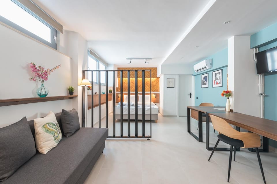 Bed, Living room, Seating area