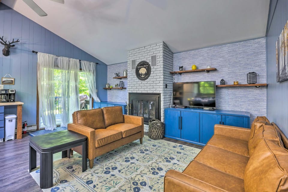 Wraparound Deck: Big Bass Lake Home in Gouldsboro House in Pocono Mountains