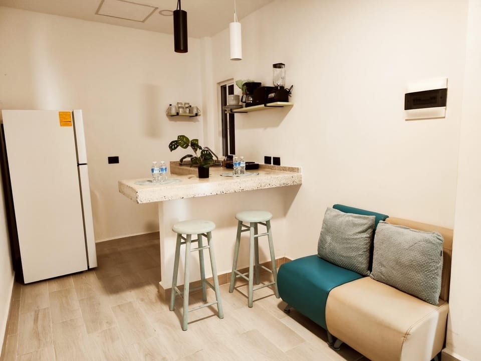 Kitchen or kitchenette, Living room, Dining area