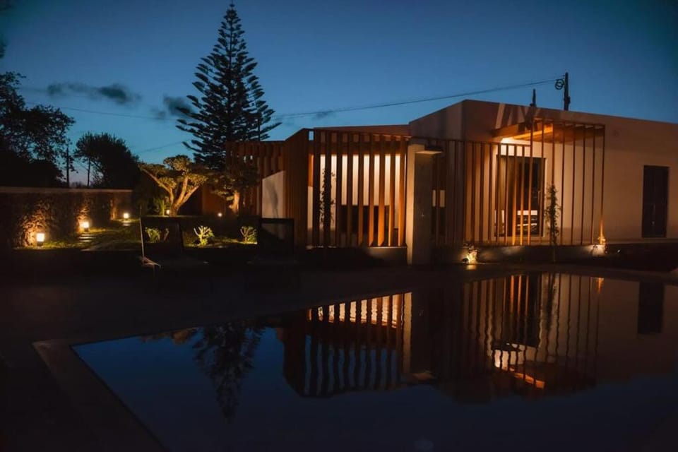 Property building, Swimming pool, Sunset