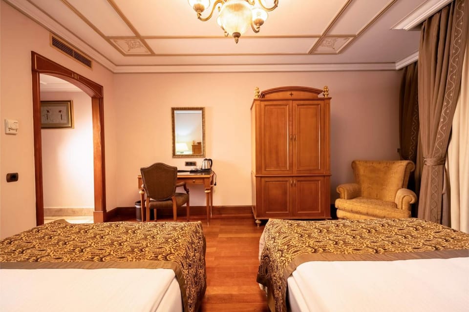Bed, wardrobe
