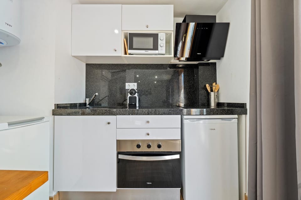 Kitchen or kitchenette, dishwasher, minibar, stove
