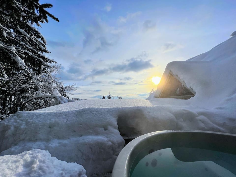 Winter, Hot Tub, Sunset