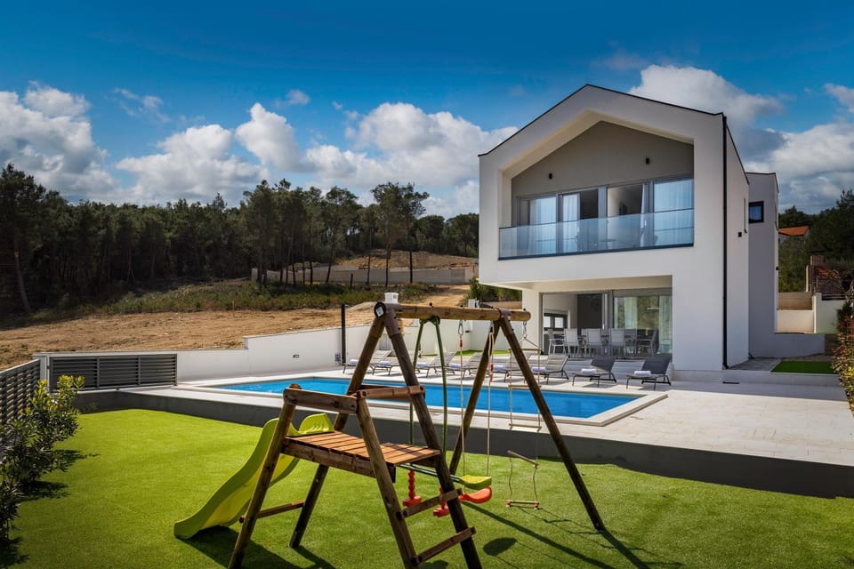 Property building, Patio, Children play ground, Garden, Pool view, Swimming pool