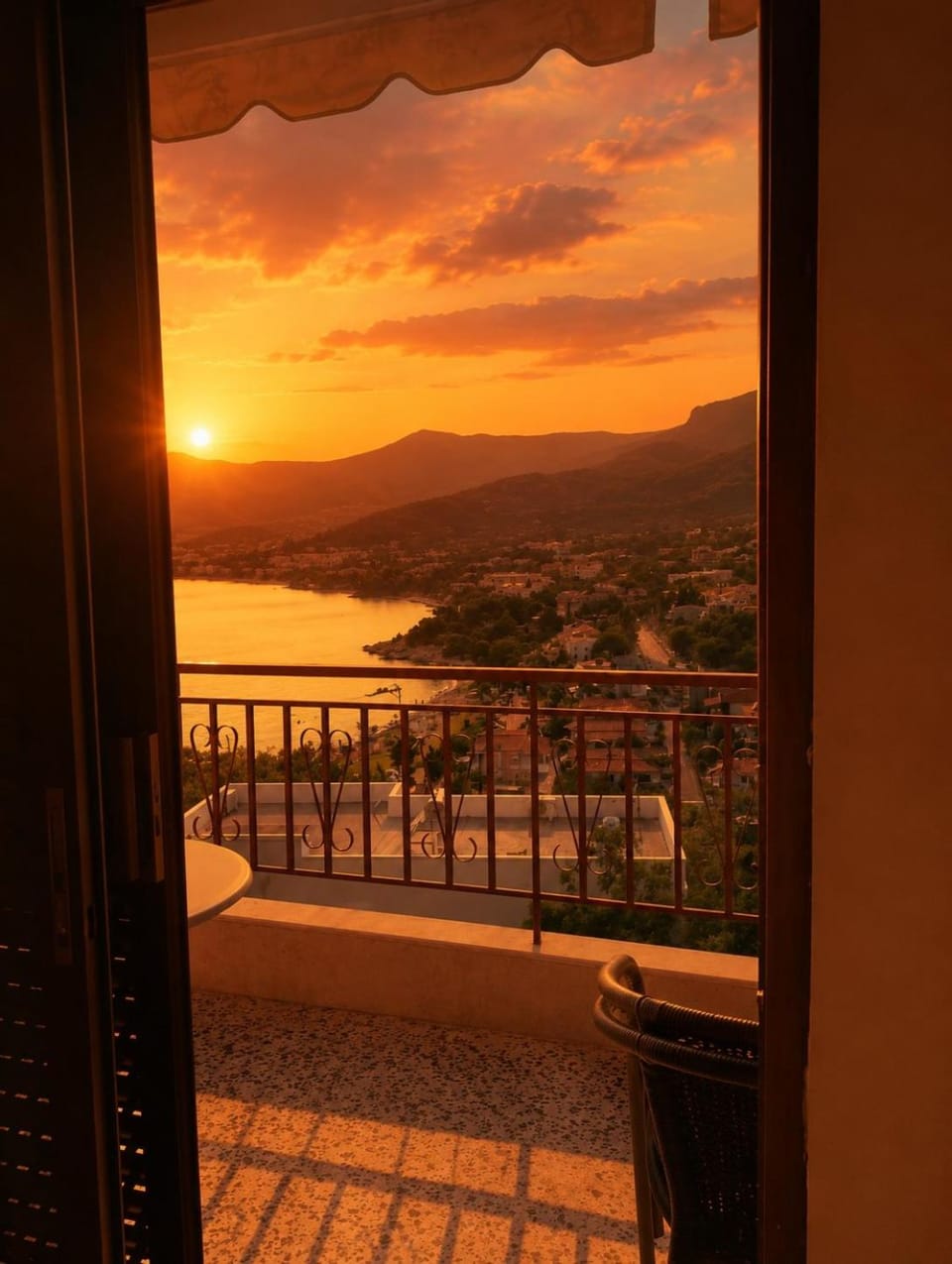 Nearby landmark, Natural landscape, View (from property/room), Balcony/Terrace, Mountain view, Sunrise, Sunset