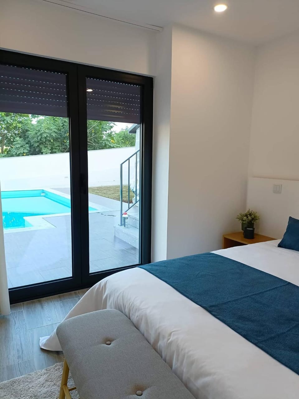Bed, Bedroom, Pool view, Swimming pool