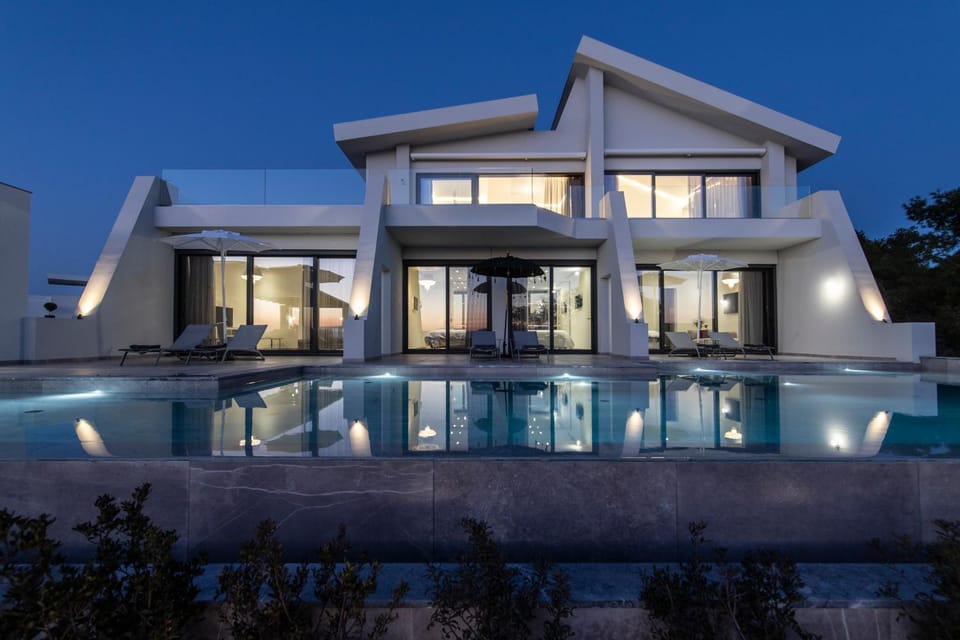 Property building, Night, Pool view, Swimming pool