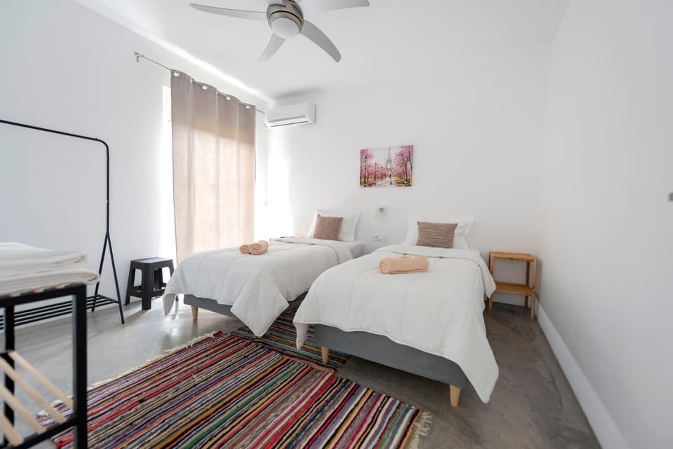 Bed, Bedroom, fireplace, air conditioner