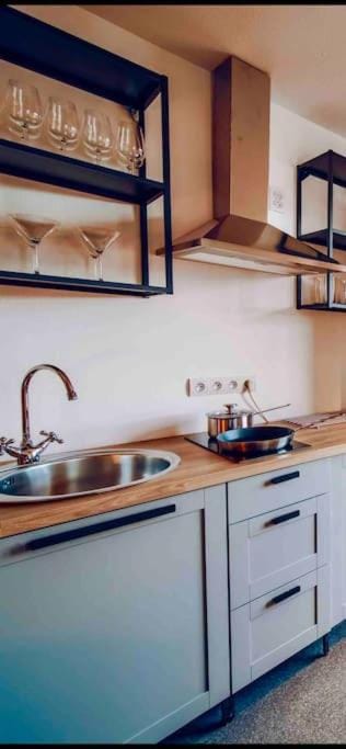 Kitchen or kitchenette, stove