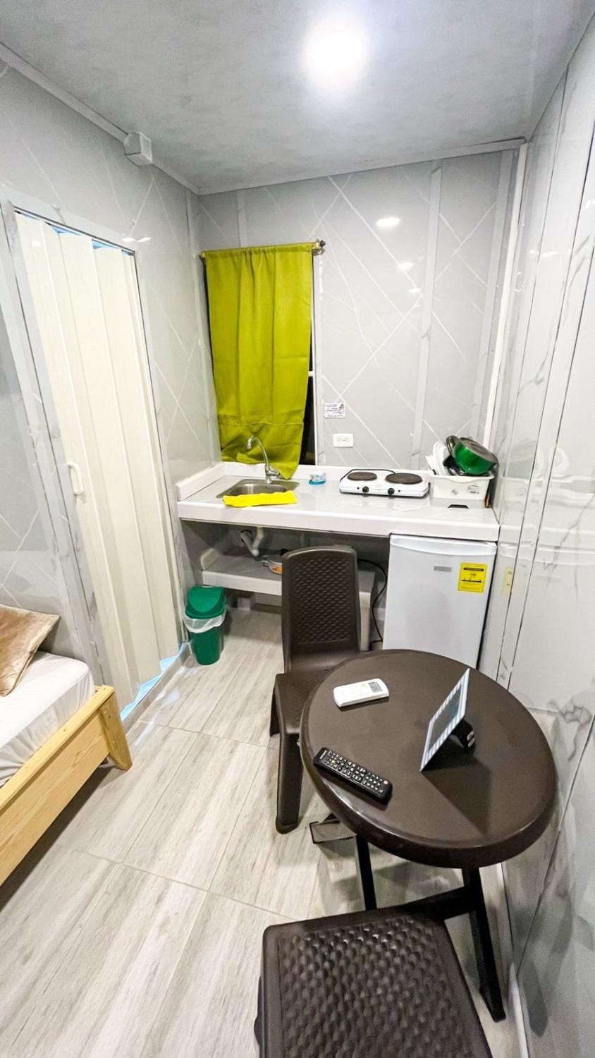 Kitchen or kitchenette, hair dresser