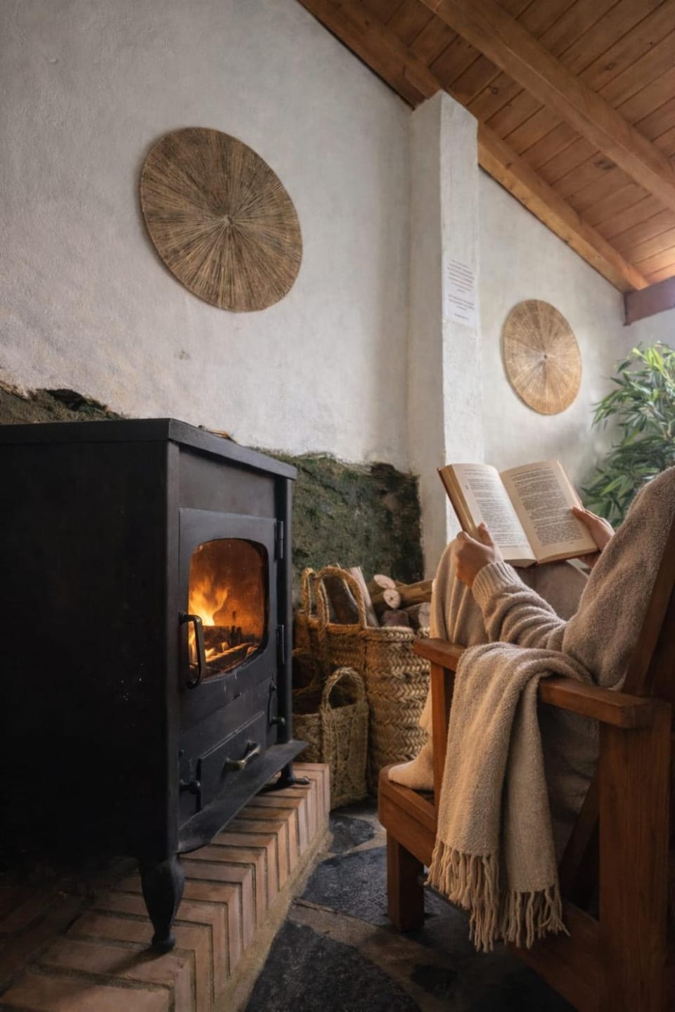 Winter, fireplace