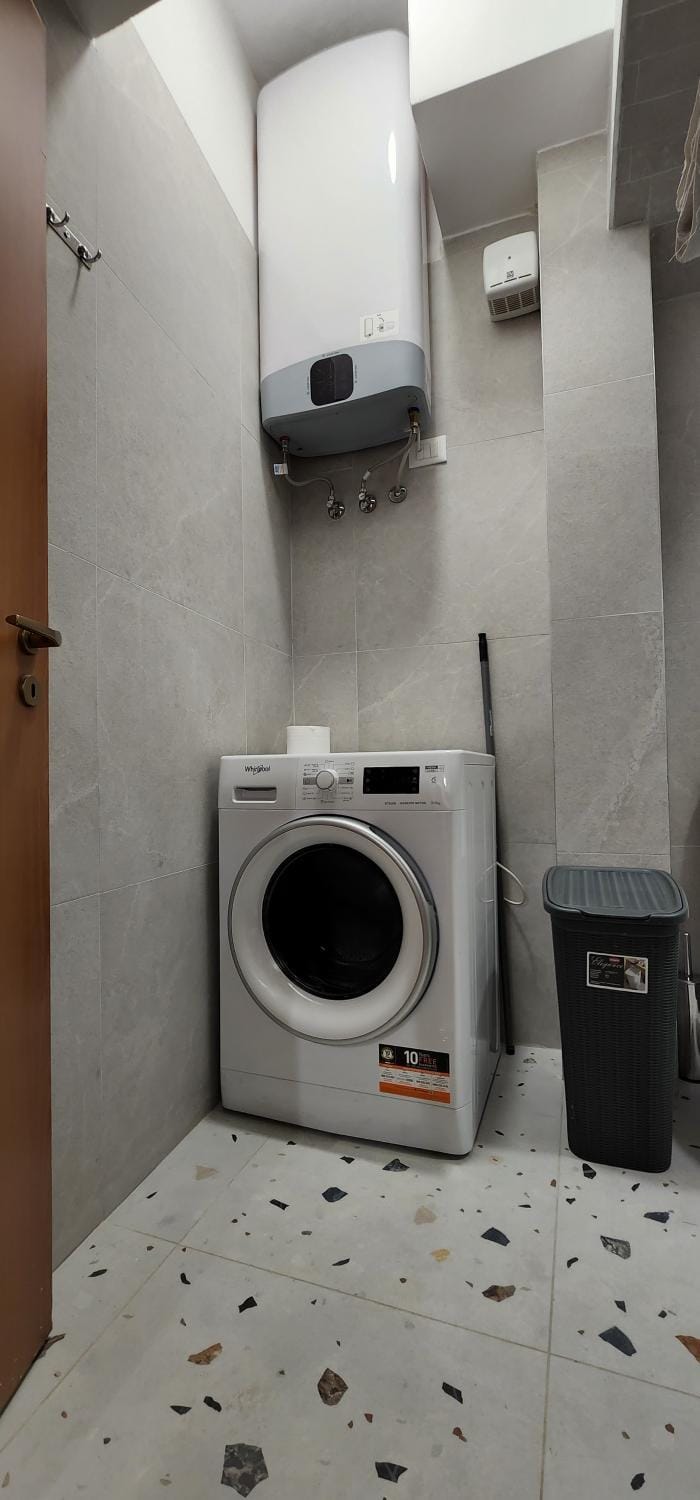 Bathroom, washing machine, dryer