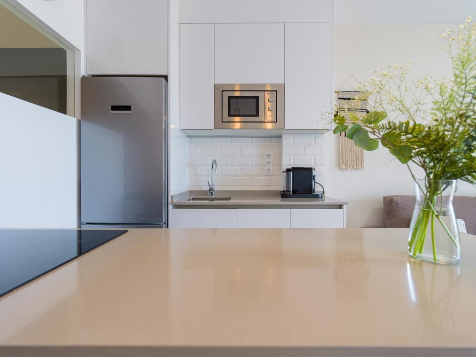 Kitchen or kitchenette, minibar, stove