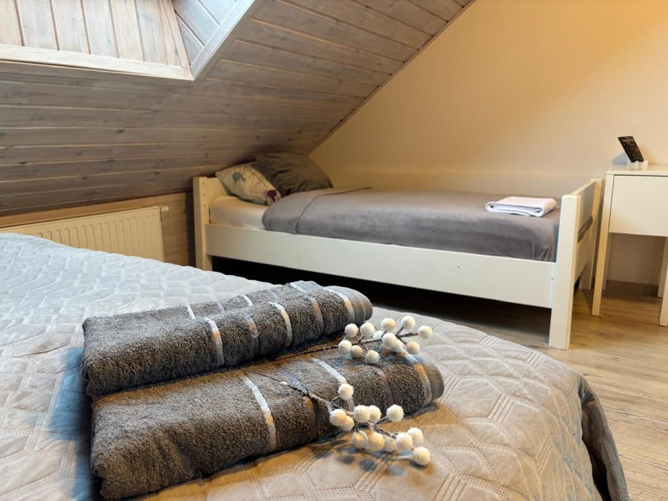 Bed, Photo of the whole room, Bedroom, towels