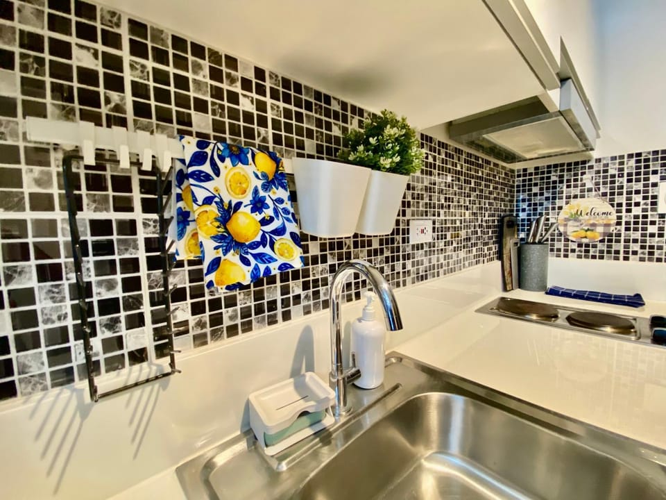 Kitchen or kitchenette, stove