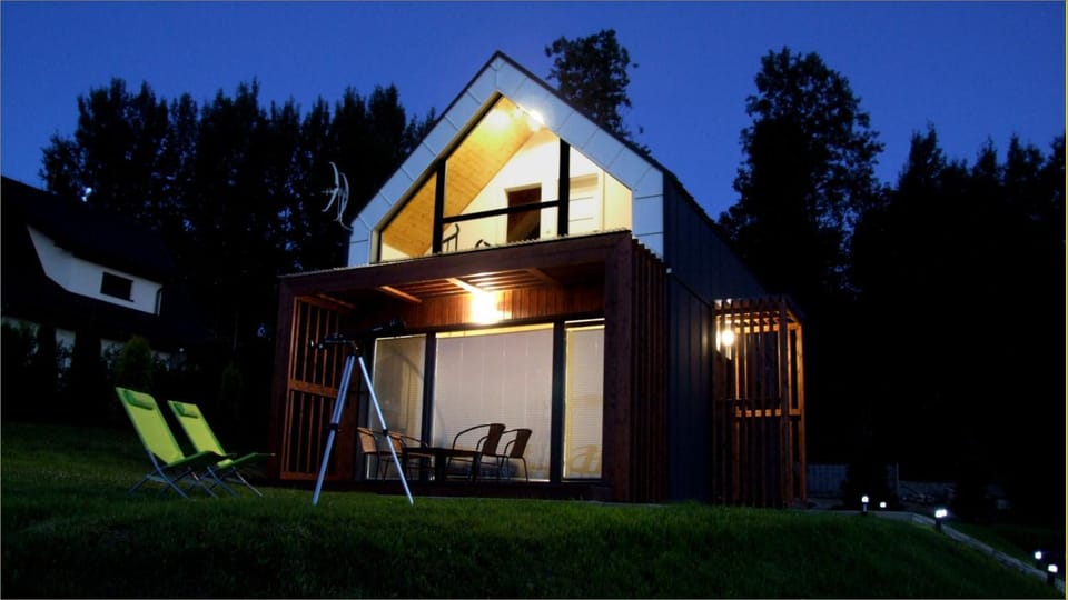 Property building, Patio, Night, Garden, Garden view, sunbed