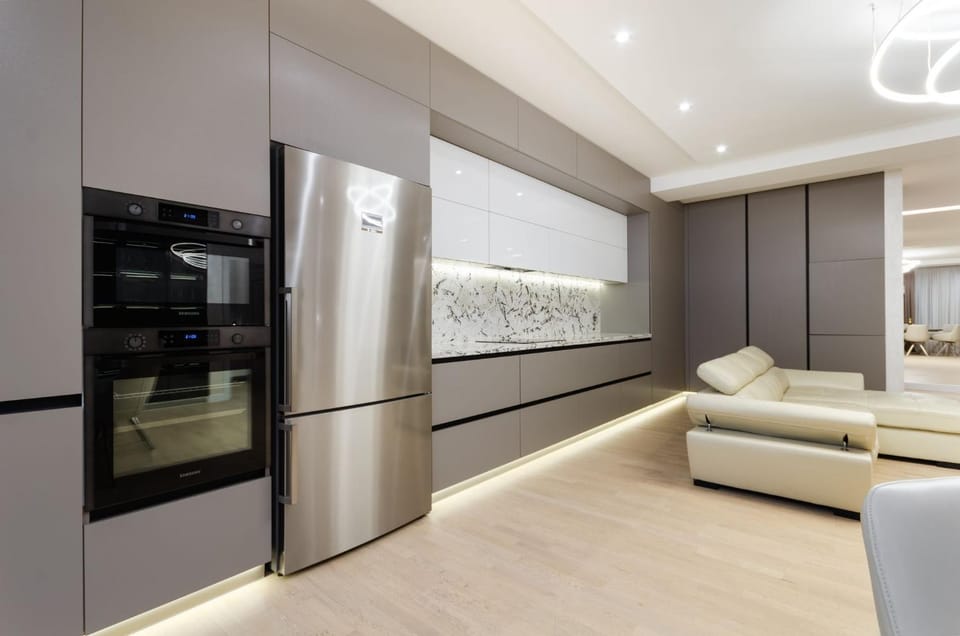 Living room, kitchen