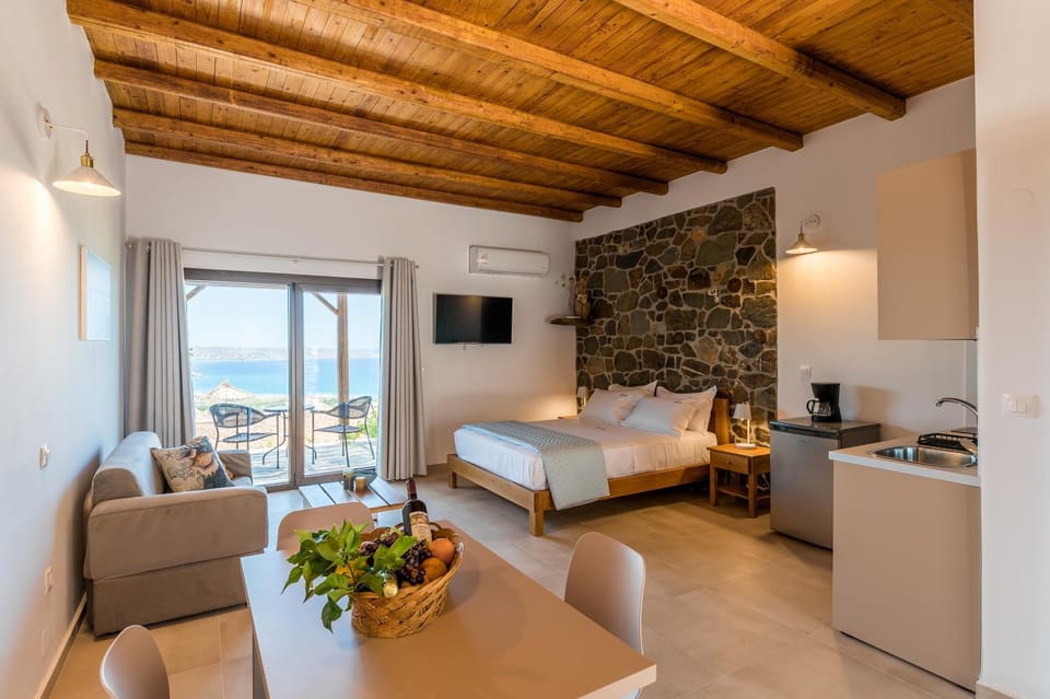 Bed, TV and multimedia, Kitchen or kitchenette, Living room, Photo of the whole room, Seating area, Dining area, Bedroom