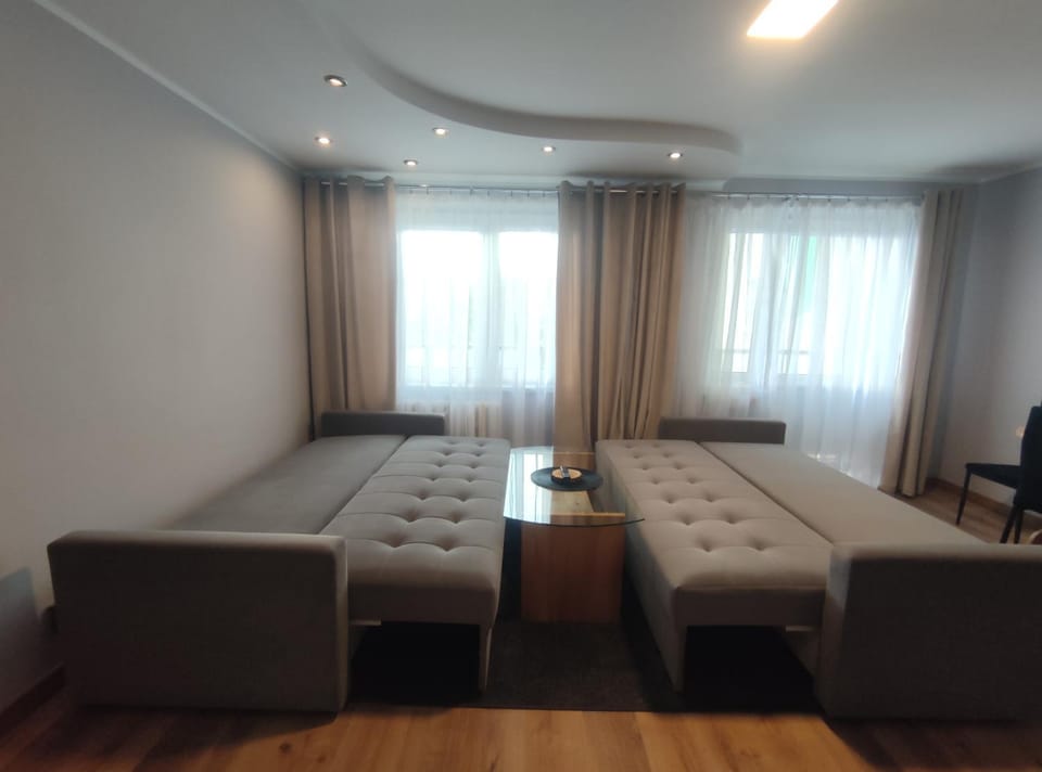 Bed, Living room, Seating area