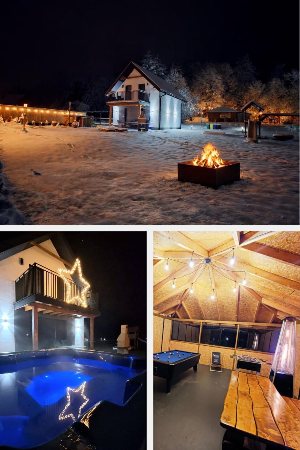 Property building, Night, Natural landscape, Winter, Pool view, Swimming pool