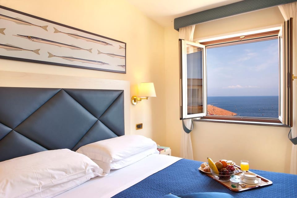 Bed, Sea view