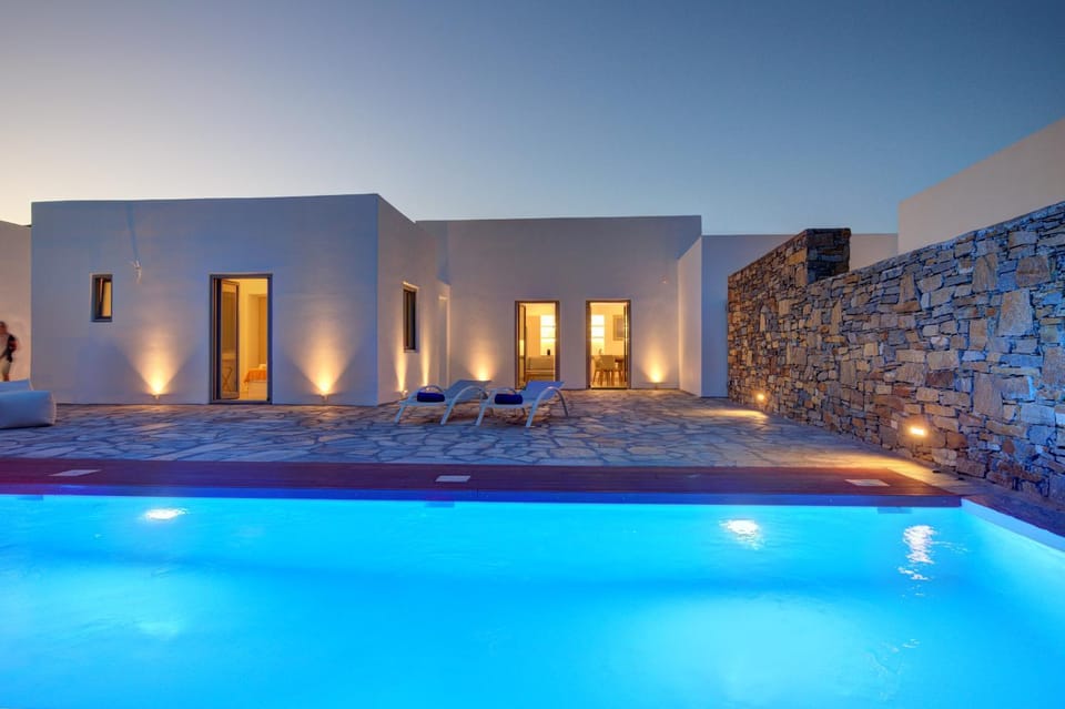 Property building, Night, Swimming pool
