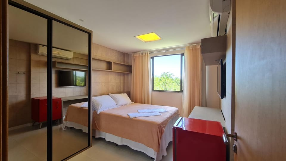 Bed, wardrobe