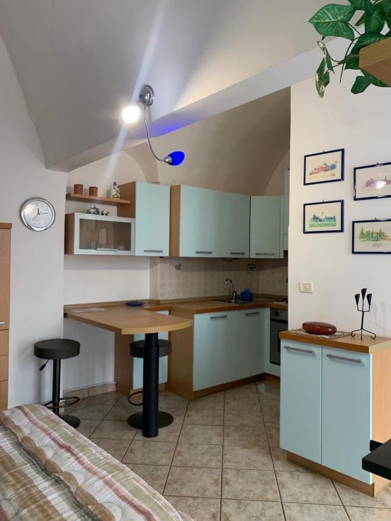Kitchen or kitchenette, stove