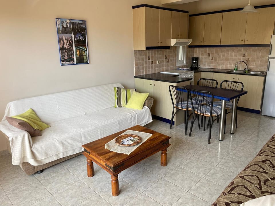 Kitchen or kitchenette, Living room, Seating area, Dining area, stove