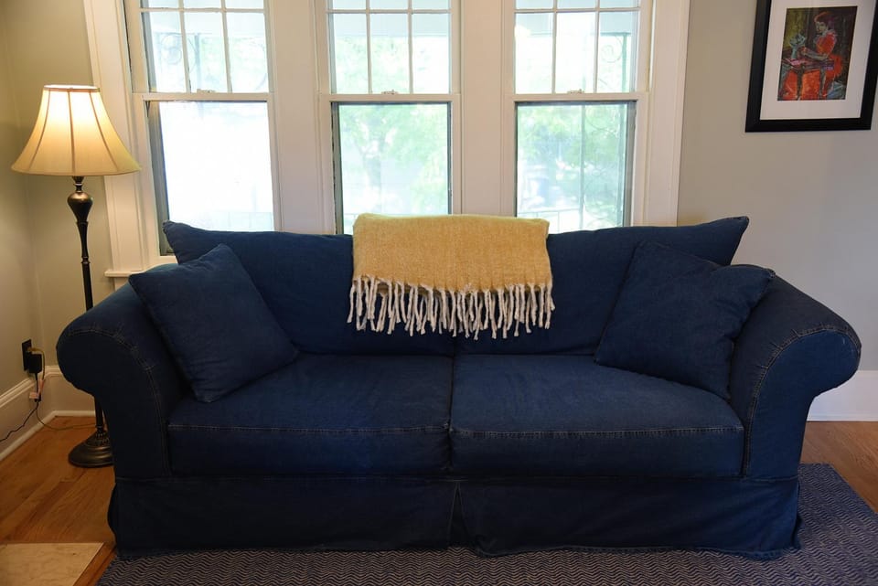Bed, Living room, Seating area