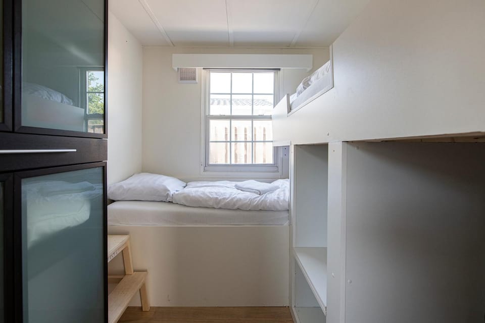 Bed, Photo of the whole room, Bedroom, bunk bed, towels, wardrobe