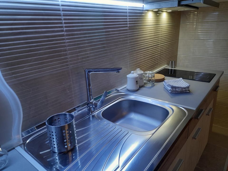 Kitchen or kitchenette, stove